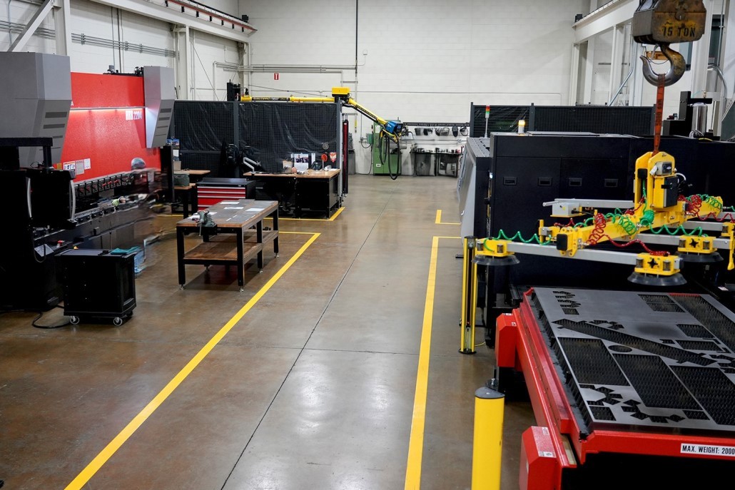 Factory floor overview at LeanFab Laser Engineering, Pune